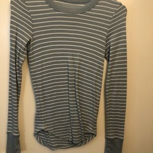 Aerie blue and white striped Henley long sleeve